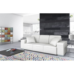 Leaderburo Canapé moderne en cuir Sofiane Blanc, crème, marron clair, marron foncé ou noir