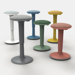 Leaderburo Tabouret ergonomique réglable en hauteur Topy Blanc, graphite, rouge, bleu, jaune, vert