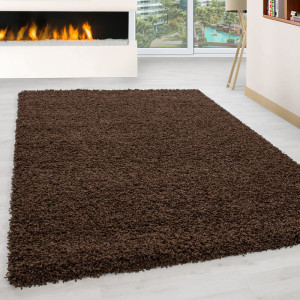 Deladeco Tapis uni shaggy rectangle Aimee