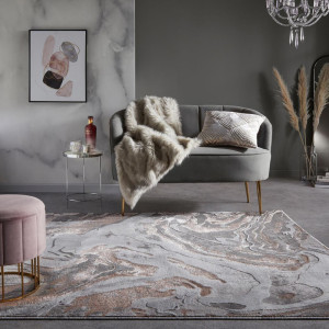 Deladeco Tapis effet 3D pour salon Marbled
