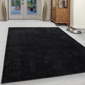 Deladeco Tapis uni à courtes mèches pour salon Rush Anthracite  160x230