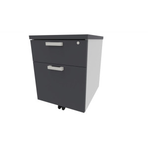 Leaderburo Caisson de bureau mobile 2 tiroirs Opaline Graphite, argent, blanc, gris, hêtre, chêne moyen, acacia clair, acacia foncé, chêne veiné ou