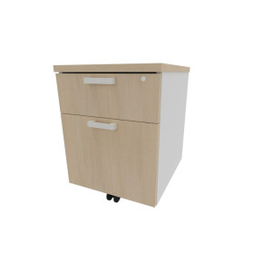 Leaderburo Caisson de bureau mobile 2 tiroirs Opaline Graphite, argent, blanc, gris, hêtre, chêne moyen, acacia clair, acacia foncé, chêne veiné ou