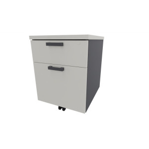 Leaderburo Caisson de bureau mobile 2 tiroirs Opaline Graphite, argent, blanc, gris, hêtre, chêne moyen, acacia clair, acacia foncé, chêne veiné ou
