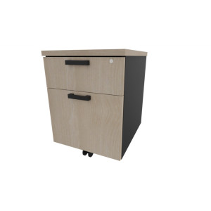Leaderburo Caisson de bureau mobile 2 tiroirs Opaline Graphite, argent, blanc, gris, hêtre, chêne moyen, acacia clair, acacia foncé, chêne veiné ou
