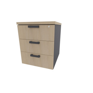 Leaderburo Caisson de bureau mobile 3 tiroirs Opaline Graphite, argent, blanc, gris, hêtre, chêne moyen, acacia clair, acacia foncé, chêne veiné ou