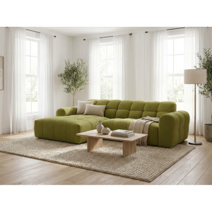 Vivabita Canapé d'angle moderne en tissu Roxie Olive