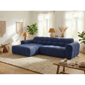 Vivabita Canapé d'angle moderne en tissu Roxie Bleu foncé