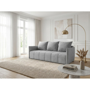 Vivabita Canapé droit 3 places en tissu absorbant Louka Gris clair