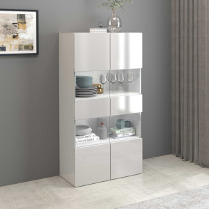 Deladeco Vitrine moderne 80 cm blanc brillant Keops Blanc brillant