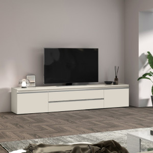 Deladeco Meuble TV moderne coloris cachemire Maeva Cachemire