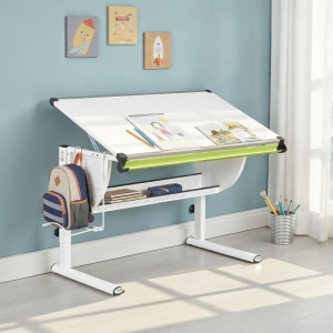 Deladeco Bureau enfant évolutif inclinable blanc Mattie Blanc