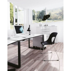 Leaderburo Lot de 4 chaises en polypropylène Istanbul Blanc, noir, gris ou bleu marine