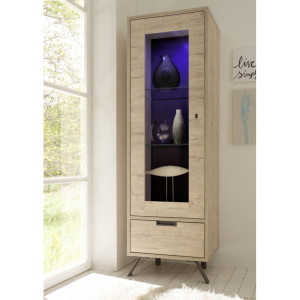 Balias Home Vitrine industrielle 56 cm Alabama Chêne clair