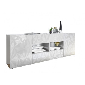 Balias Home Buffet/bahut design laqué 241 cm Andreasse Blanc ou gris