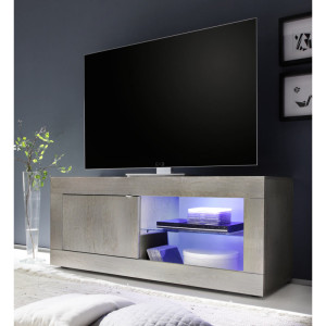 Balias Home Meuble TV contemporain 140 cm pin blanc Agathe Pin blanc