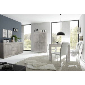 Balias Home Salle à manger complète contemporaine pin blanc Agathe Pin blanc