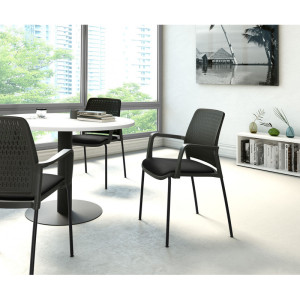 Leaderburo Chaise d'accueil noire (lot de 4) Kristina Noir