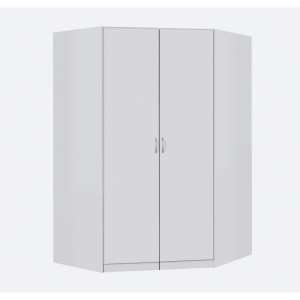 Exodecor Armoire d'angle contemporaine Noa Blanc, chêne ou blanc/chêne