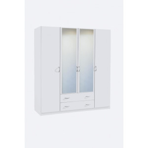 Exodecor Armoire contemporaine 181 cm Noa Blanc, chêne ou blanc/chêne