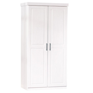 Deladeco Armoire contemporaine 95 cm en pin massif Kona Blanc ou naturel