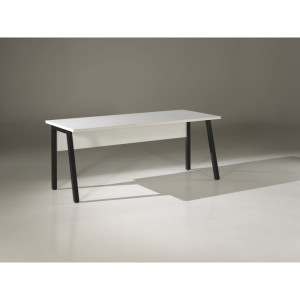 Deladeco Bureau droit contemporain Carlos Blanc, gris ou marron/noir