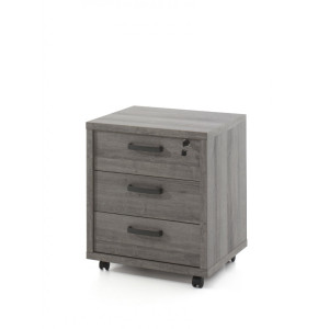 Deladeco Caisson de bureau contemporain Carlos Blanc, gris ou marron/gris