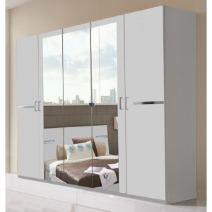 Deladeco Armoire adulte contemporaine 225 cm Marlene Blanc