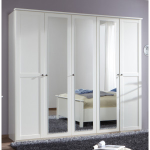 Deladeco Armoire adulte contemporaine 225 cm Omalay Blanc