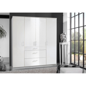 Deladeco Armoire contemporaine 180 cm Telma Blanc
