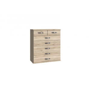 Deladeco Commode contemporaine 91 cm Mirza Blanc, blanc/béton ou chêne