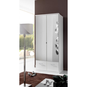 Deladeco Armoire contemporaine 91 cm Adagio I Blanc ou chêne