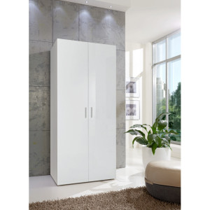 Deladeco Armoire contemporaine blanche 80 cm Shella Blanc
