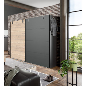 Deladeco Armoire adulte industrielle 225 cm Madrid I Chêne