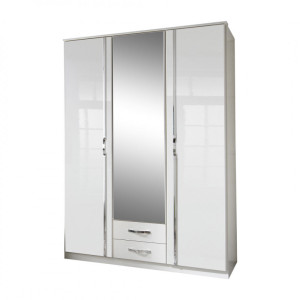 Deladeco Armoire moderne 135 cm Juliette Blanc laqué