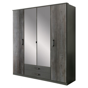 Deladeco Armoire contemporaine 180 cm anthracite Heloise Anthracite