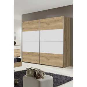 Deladeco Armoire adulte contemporaine 225 cm Marvine I Chêne/blanc ou blanc/anthracite