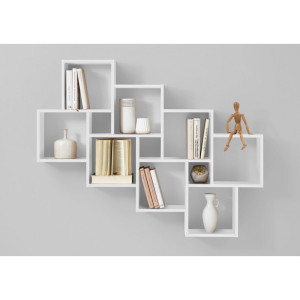 Deladeco Etagère murale contemporaine Laurine I Blanc brillant ou chêne