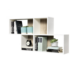 Deladeco Etagère murale contemporaine Mathilde I Blanc, chêne, chêne sable, chêne naturel, chêne foncé, anthracite ou béton