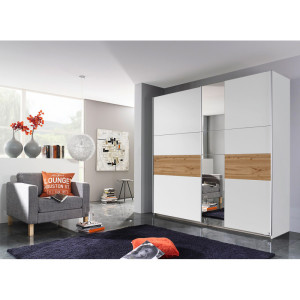 Exodecor Armoire contemporaine Korel Blanc/chêne, béton/anthracite ou anthracite/chêne