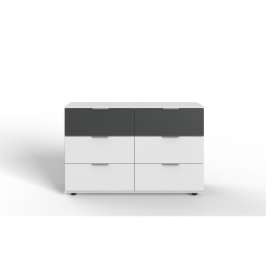 Deladeco Commode contemporaine 130 cm Bridget Blanc/gris ou chêne/graphite