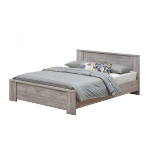 Deladeco Lit adulte contemporain chêne gris Oliviera Gris
