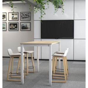 Leaderburo Table haute de réunion Lexie Graphite, blanc, gris, hêtre, chêne moyen, acacia clair, acacia foncé, chêne veiné ou chêne grisé
