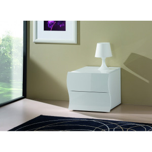 Deladeco Chevet moderne laqué blanc Onida Blanc laqué brillant