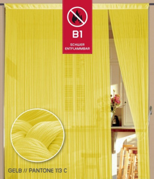Fadenvorhang 90 cm x 240 cm gelb in B1 schwer entflammbar