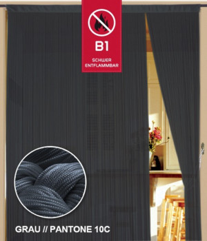 Fadenvorhang 500 cm x 300 cm grau in B1 schwer entflammbar
