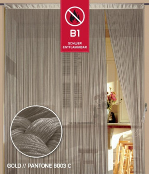 Fadenvorhang 150 cm x 300 cm gold in B1 schwer entflammbar