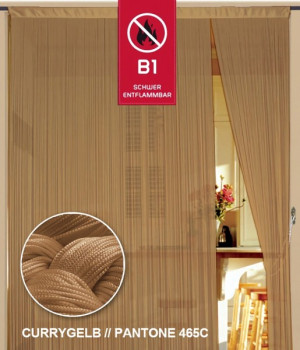 Fadenvorhang 90 cm x 240 cm currygelb gold in B1 schwer entflammbar