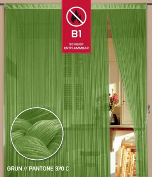 Fadenvorhang 150 cm x 300 cm gr&uuml;n in B1 schwer entflammbar