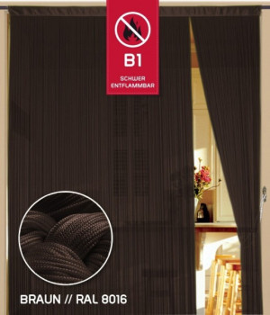 Fadenvorhang Kaikoon 150 cm x 500 cm braun in B1 schwer entflammbar